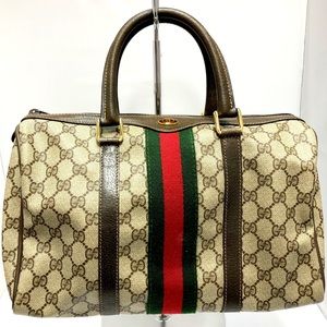 Gucci Old Gucci Mini Boston Bag Sherry Line Beige Brown